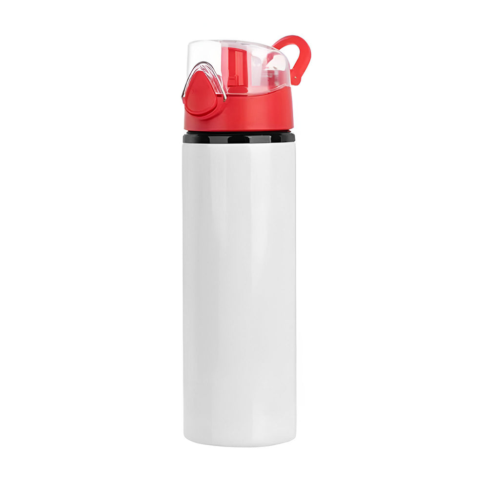 750ml White Aluminium Water Bottle with Red Flip Lid