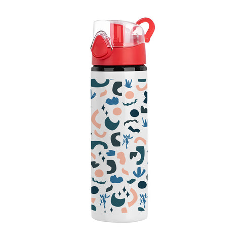 750ml White Aluminium Water Bottle with Red Flip Lid