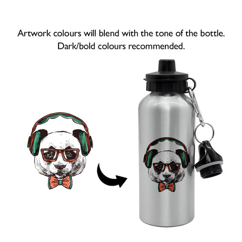 500ml Silver Aluminium Water Bottle with 2 Lids