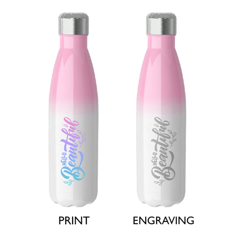 500ml Gradient Stainless Steel Bowling Pin Water Bottle - Pink