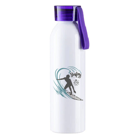 650ml Maverick Aluminium Water Bottle with Coloured Lid - Purple