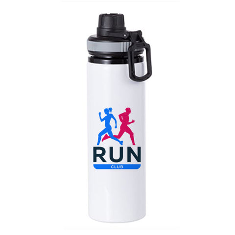 850ml White Aluminium Water Bottle with Coloured Lid - Grey