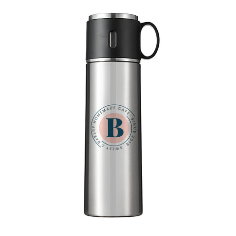 500ml Silver Double Walled Flask with Cup