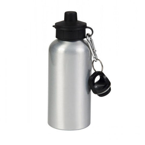 400ml Silver Aluminium Water Bottle with 2 Lids