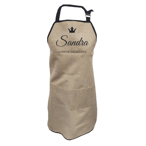 Adult Full Length Apron - Faux Burlap & Black Border