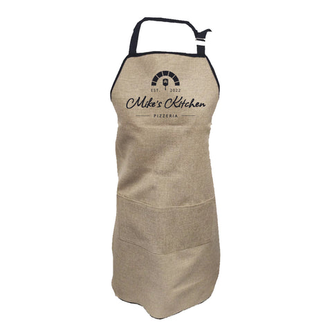 Adult Full Length Apron - Faux Burlap & Black Border